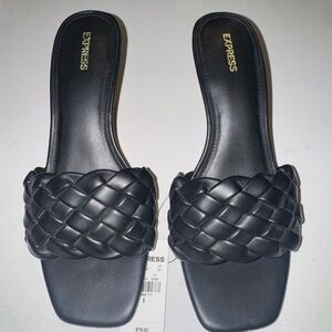Express Elegant Black Braided Sandals